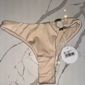 Elegant Cream Bikini Bottom with Gold Accent